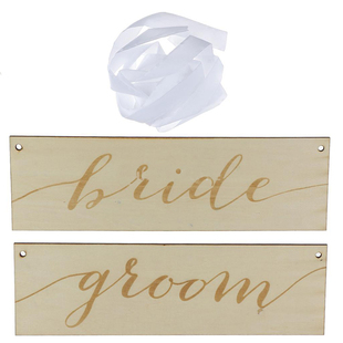 groom bride 椅背装饰挂牌新郎新娘标识户外草坪婚礼装饰指示牌