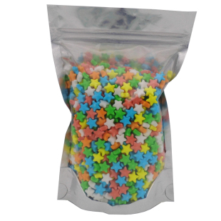 包邮五角星星糖衣五水果硬糖喜糖蛋糕装饰点缀彩色糖豆彩虹糖500g