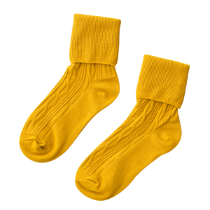 日系堆堆袜女韩国秋冬个性潮粗毛线长筒袜子女冬中筒袜复古纯棉袜