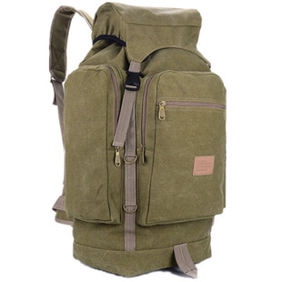 加厚帆布背包男双肩复古休闲大容量旅行包旅游背囊70L户外登山包