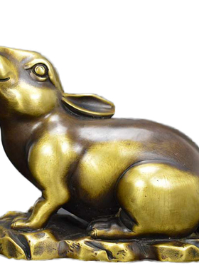 兔子摆件装饰品办公室仿古铜器