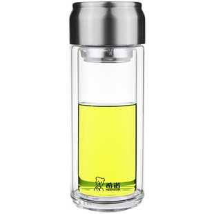 希诺玻璃杯西诺水晶杯双层带提绳高档便携加厚细长旗舰店官网正品