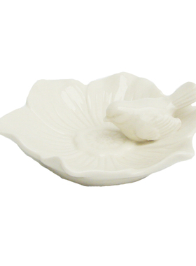 林间外单地中海风白瓷浮雕小鸟