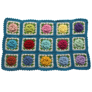Handmade retro blanket纯手工复古田园钩花玫瑰花沙发毯休闲毯