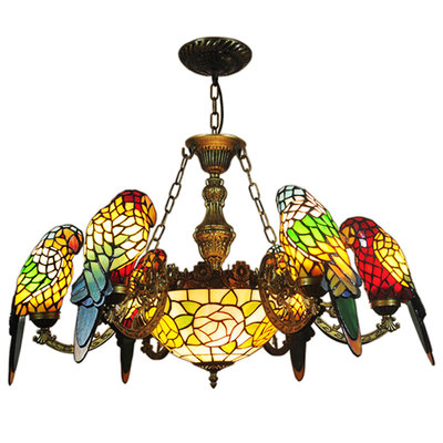蒂凡尼美式乡村风彩色玻璃吊灯