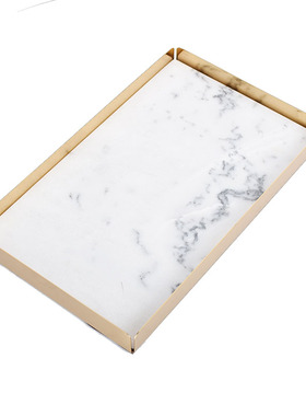 轻奢风长方形大理石纹茶杯托盘