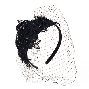 EE 欧美时尚纱网发箍 英式宴会头饰小礼帽 时尚百搭黑色面纱发饰