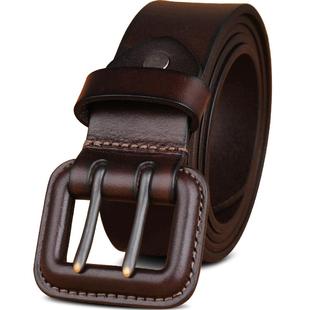 男士针扣皮带真皮包裹扣头金属接触过敏头层纯牛皮双排扣双孔潮