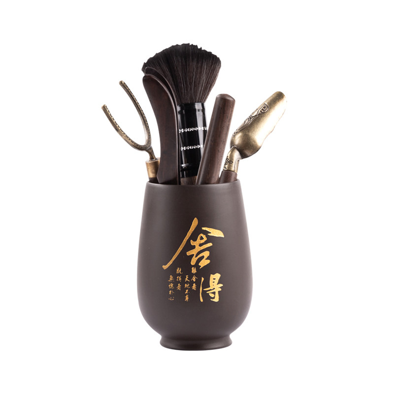 黑檀实木茶道六君子套装功夫茶具配件6君子大全泡茶工具茶夹勺刀
