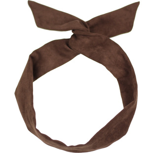 咖啡色麂皮绒chic风韩版日系纯色交叉兔耳朵铁丝发带发饰发箍饰品