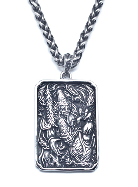 无事牌黑白无常项链男钛钢