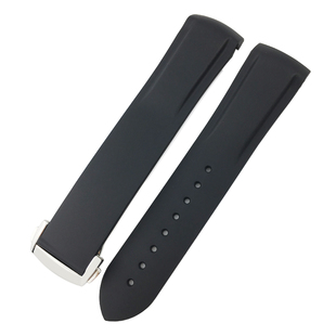 YGB原装弧形硅胶氟橡胶表带适用欧米茄新海马300超霸精工汉尔米顿