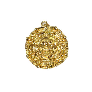 加勒比海盗周边饰品阿兹特克金币项链电影版IP真空镀金双面骷髅头