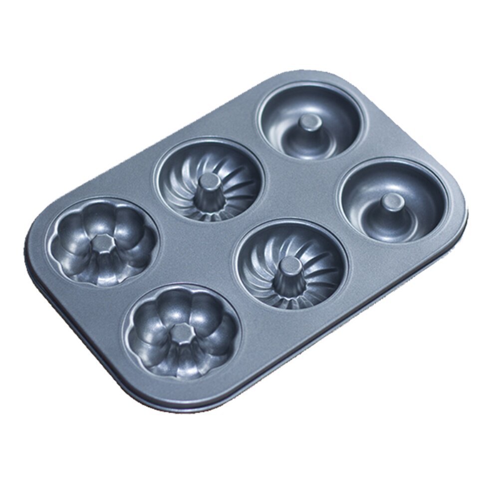 碳钢烘焙模具 不粘6连花形甜甜圈 空心蛋糕模 多连小面包烤盘模具