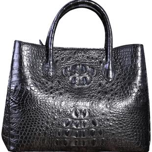 黑曼巴真鳄鱼皮女包泰国新款正品夏季韩版手提时尚手提真皮大容量