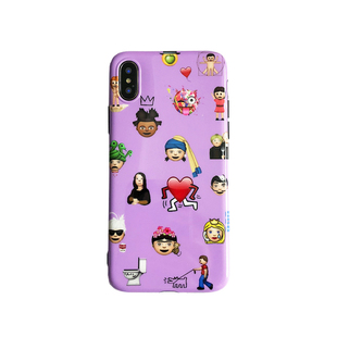TRstudio原创适用于苹果iphonex网红11表情emoji卡通紫色手机壳