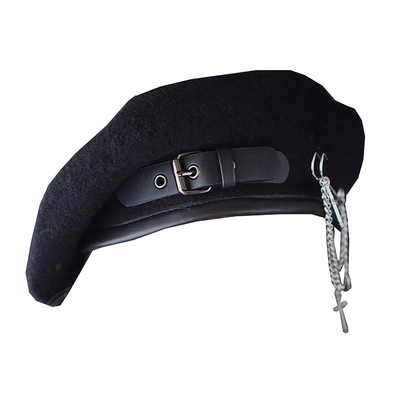 怪糖饰物原创皮扣链条暗黑贝雷帽