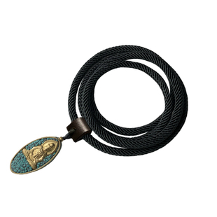 轻奢级男款配绳粗款原创手工牛皮头进口米兰吊坠挂绳玉牌项链绳子