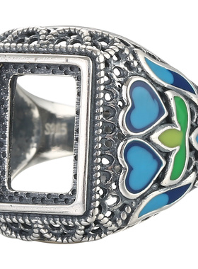 致闺蜜925纯银戒指托景泰蓝戒托