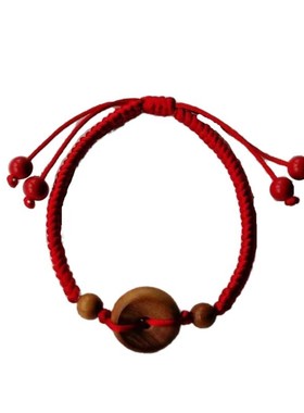 平安扣红绳手链本命年桃木