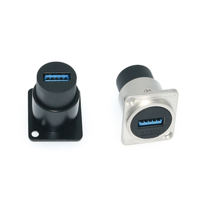 USB3.0 2.0面板连接器穿墙式母对母座直通头法兰式固定接头转换器