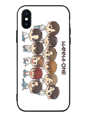 WANNA ONE签名卡通6s适用x手机壳8plus磨砂iphone5s软壳7挂绳黑色