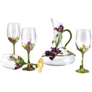 罗比罗丹幸福鸢尾水晶玻璃高脚红酒杯醒酒具套装盛酒器创意摆件