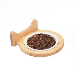 喵仙儿笼壁碗猫碗宠物猫碗宠物用品陶瓷碗实木碗自由调节喵仙儿