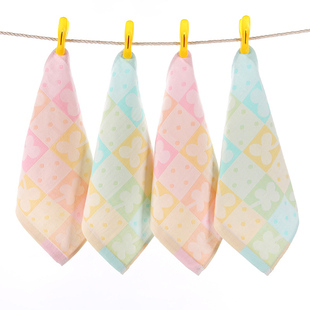 康信纯棉双层纱布小毛巾口水巾吸汗童巾喂奶巾速干幼儿园小方巾