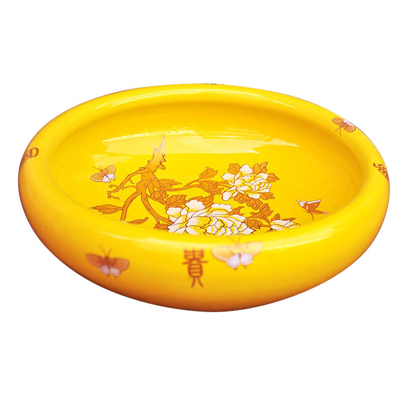 黄色水仙盆小型金鱼缸