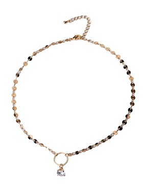 choker金属小圆片锆石日韩风项链