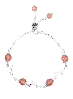 少女心粉色草莓晶森系流苏手链