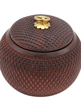 非遗风竹编茶叶罐便携血檀