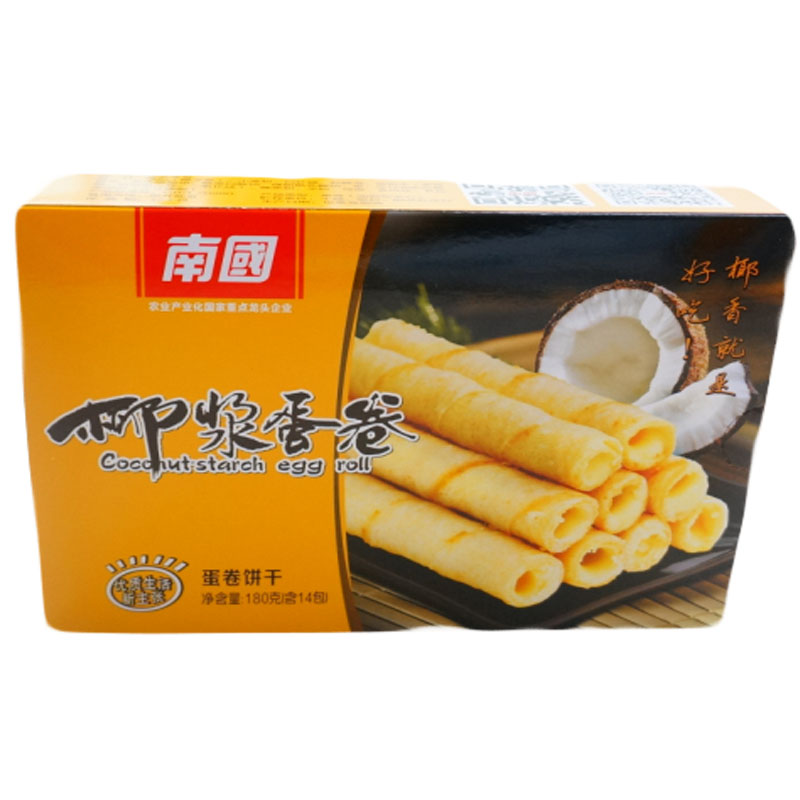 海南特产南国食品椰浆蛋卷180gx2礼盒饼干点心休闲零食