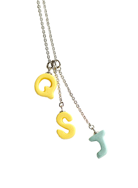 彩色英文字母项链ifu设计师品牌