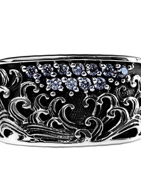 [大浪淘尽英雄银海洋男食指戒指