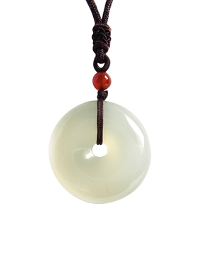 冰种福豆项坠子保平安带证书玉髓