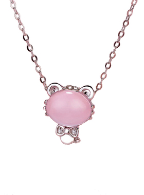 十二生肖吊坠女s925天然粉水晶