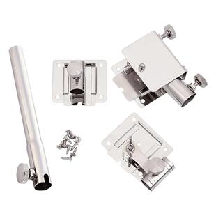 加厚不锈钢插片式钓箱配件三件套炮台架座拉饵盘架鱼护架伞架渔具