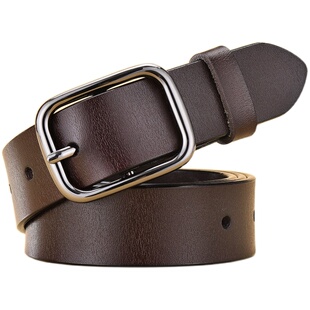 纯牛皮学生腰带皮带女士款真皮简约ins风百搭黑色配牛仔裤韩国宽