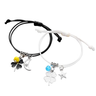 简约异地恋学生情侣四叶草爱心手链女一对森系闺蜜潮流百搭手环男