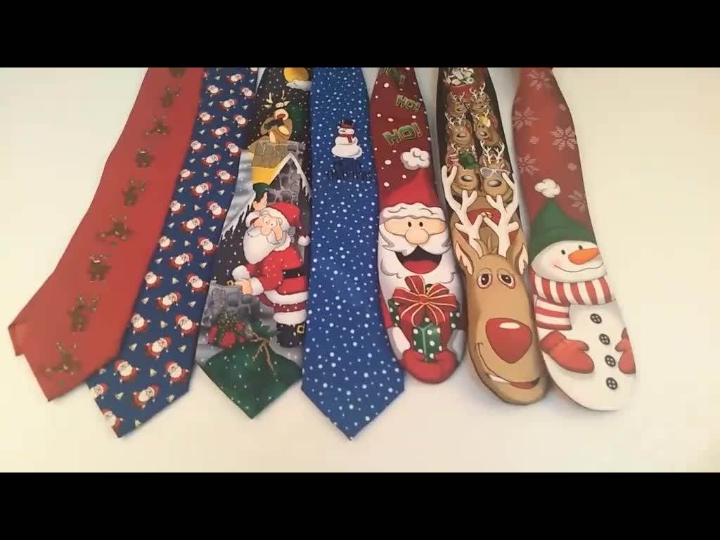 Custom Colorful Light Green Funny Christmas Led Polyester Tie For Kid