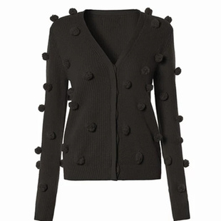 洋气新店 针织开衫上衣满身球球高端定制毛衣外套