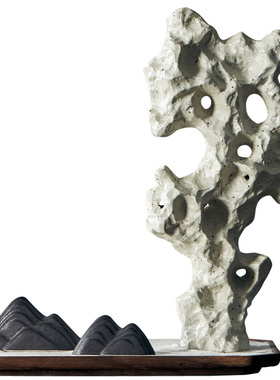 日式枯山水沙盘太湖石书房摆件