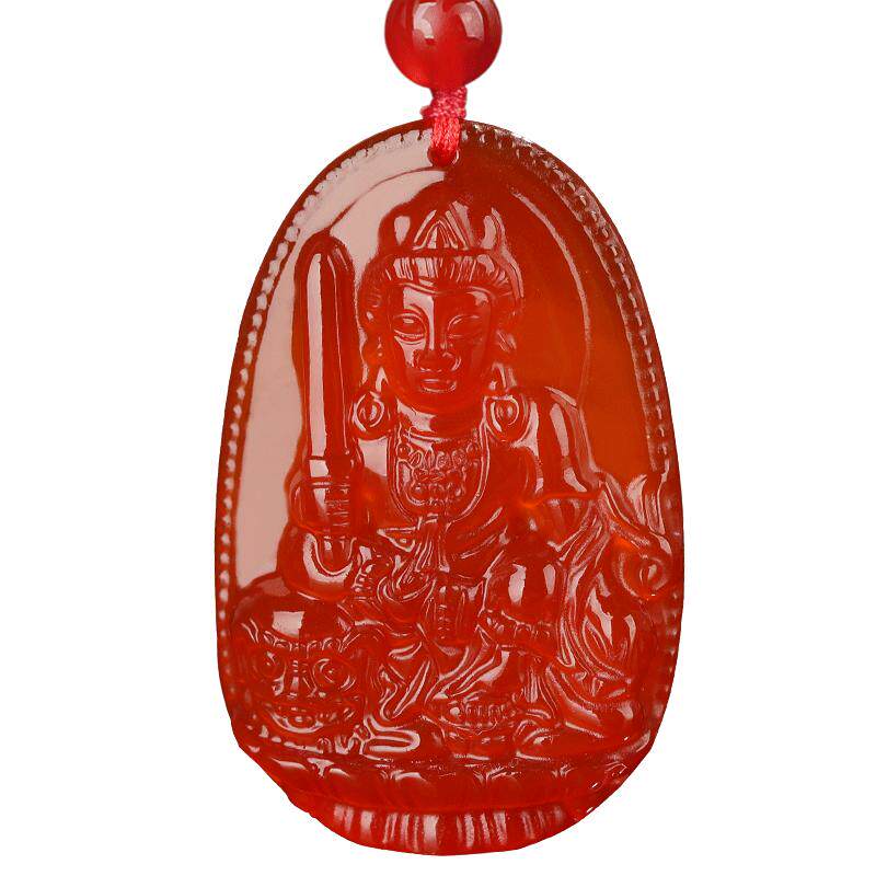 佛像红玛瑙生肖兔守护神普萨吊坠