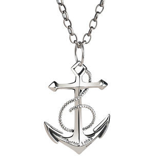 海王船锚ins吊坠嘻哈潮男银项链个性波塞冬锁骨链海军风网红饰品