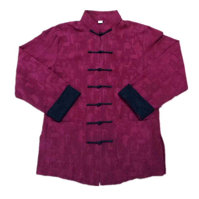 秋冬新款加厚棉麻太极服女功夫武术服比赛表演服唐装太极拳服装男