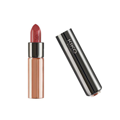 按压kiko奶油口红红棕色豆沙色