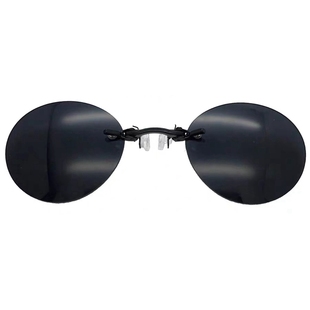 黑客帝国墨菲斯同款太阳眼镜男女个性搞怪夹鼻式无镜腿小圆墨镜潮