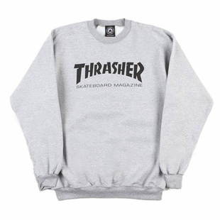 现货正品 THRASHER 经典基础火焰字母LOGO印花圆领卫衣加绒男女潮